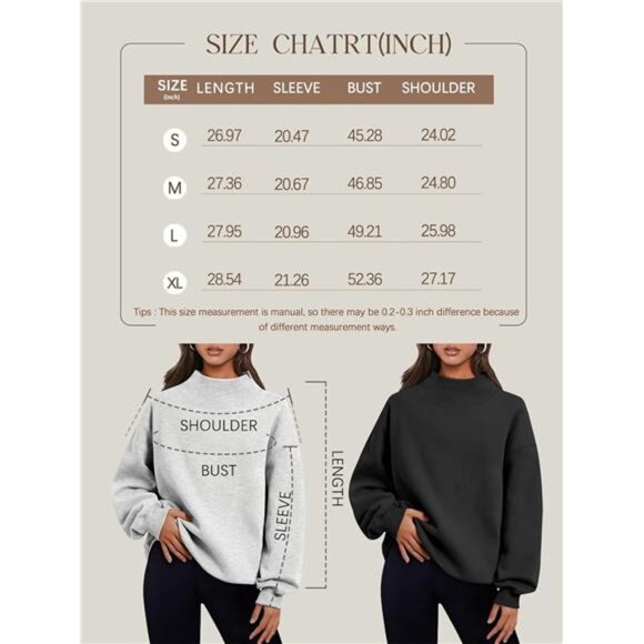 Women's Oversized Turtleneck Sweatshirt – Long Sleeve Pullover Hoodie for Fall - Picture 6 of 7